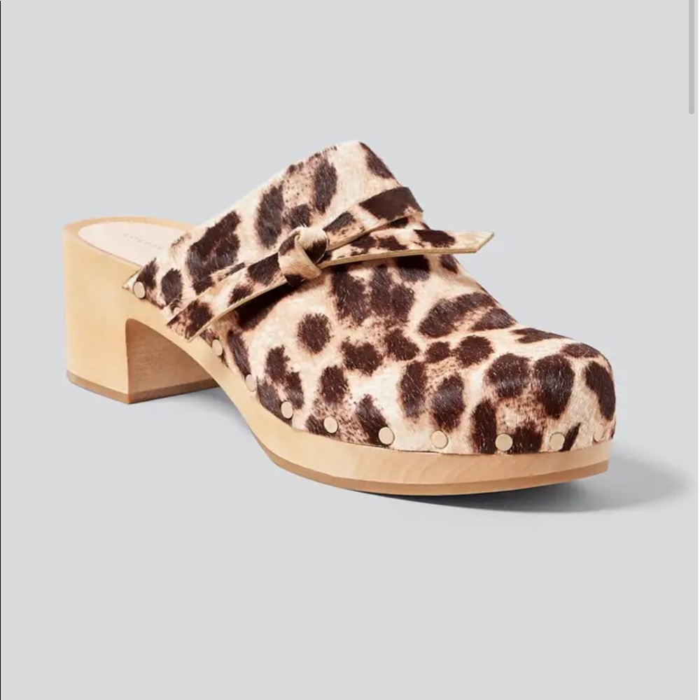 Loeffler Randall Roberta Leopard Print Calf Hair Clog- size 10